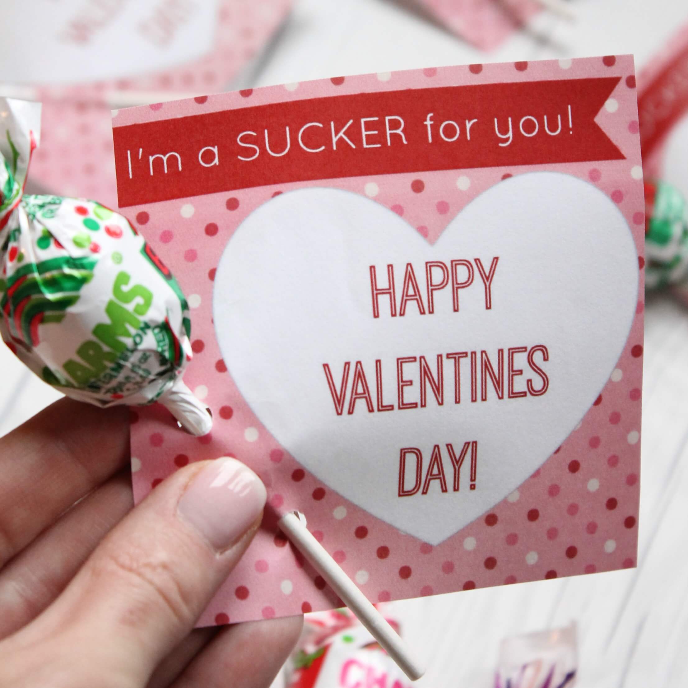 Kids Printable Valentines Using Suckers!