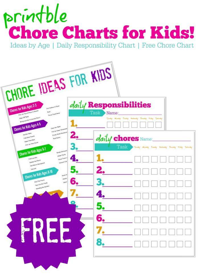 Kids Chore Chart BUNDLE - 'My Chore Chart' Weekly Page in 5 Colors -  Printable at Printable Planning for only 9.95