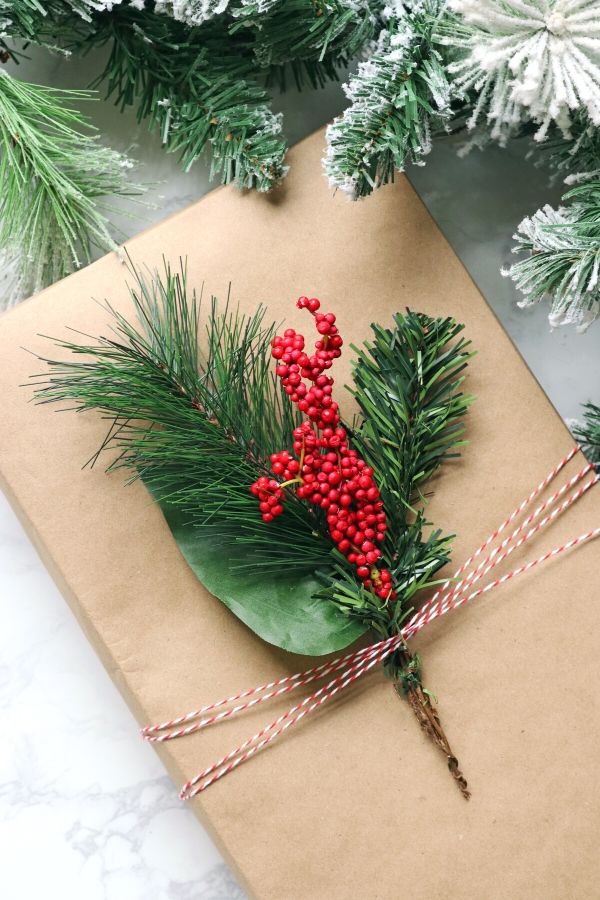 greenery Christmas Present wrapping