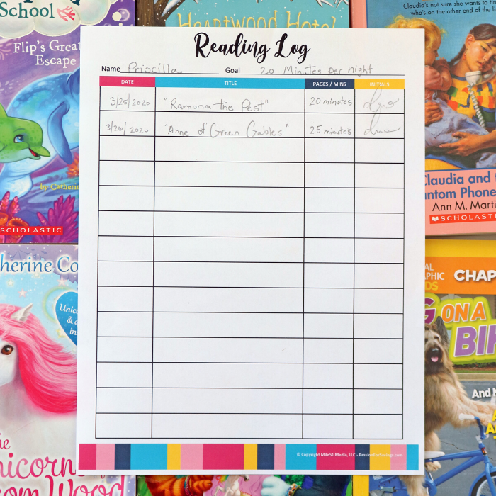 Reading Log For Kids - Free Printable - Passion For Savings