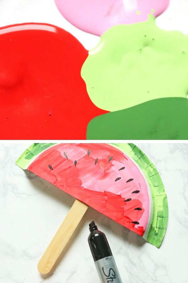 DIY Paper Plate Watermelon Fans Craft - Such A Cute Summer Activity!