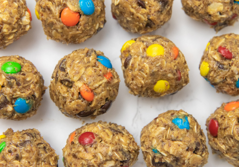 Monster Peanut Butter Protein Balls (with Oats!) - Oh Sweet Basil