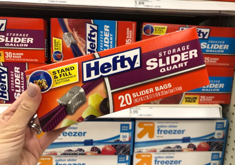 Mega Pack Hefty Slider Storage Bags Expandable Bottom, Quart Size
