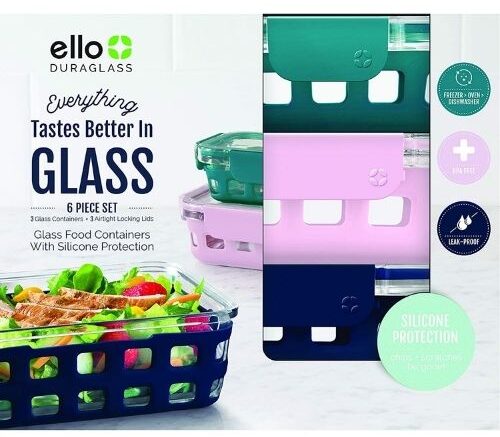 Ello Duraglass Glass Containers and Plastic Lids, 10 Piece Food Storage  Containers, Set of 5 