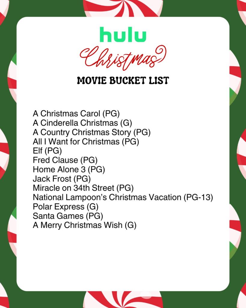 Christmas Movie Streaming Bucket List